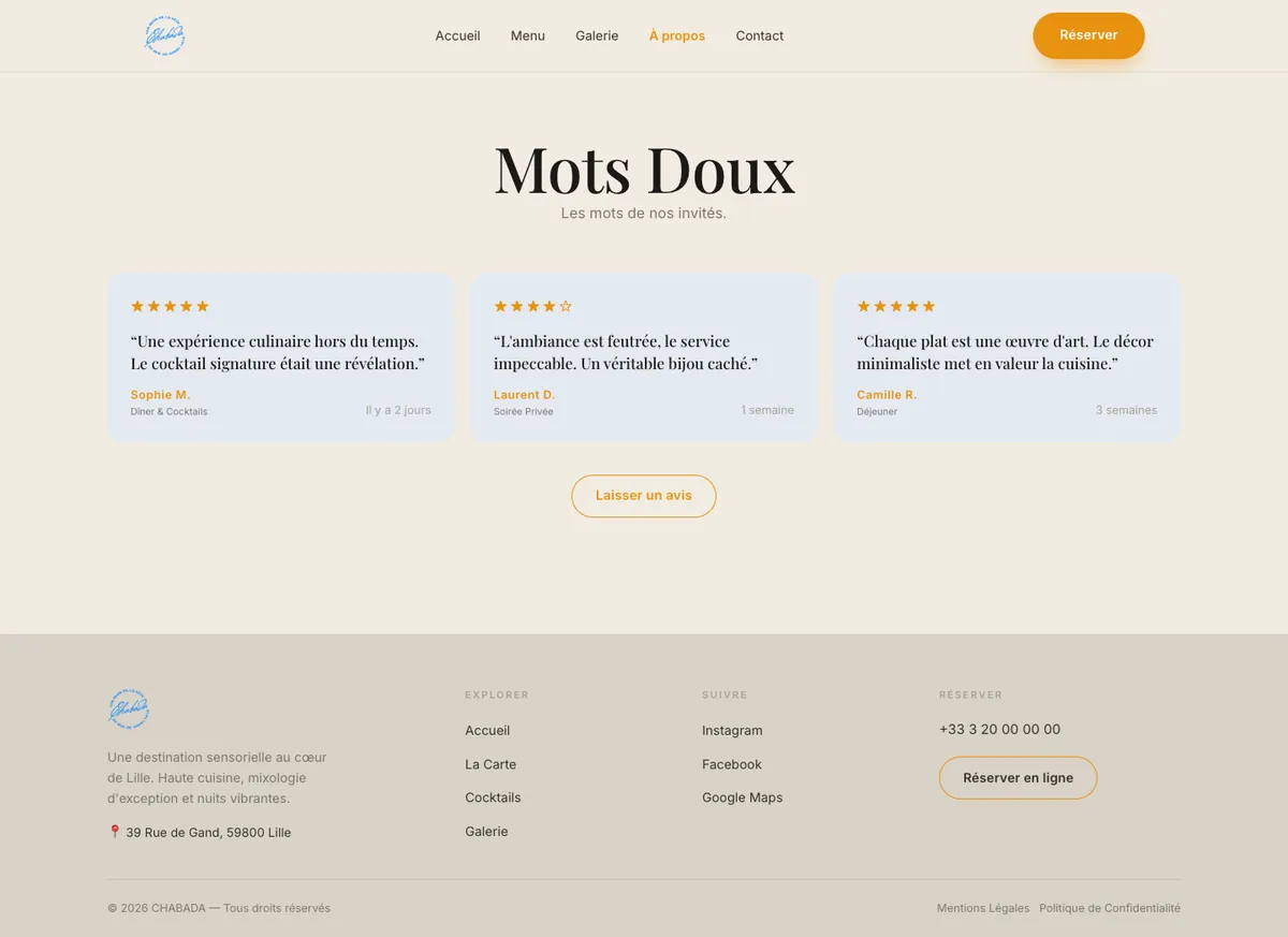 Guest reviews page