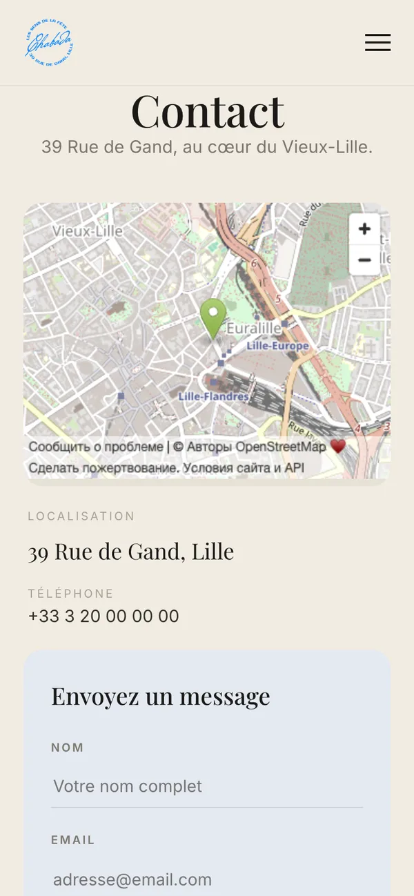 Mobile contact page