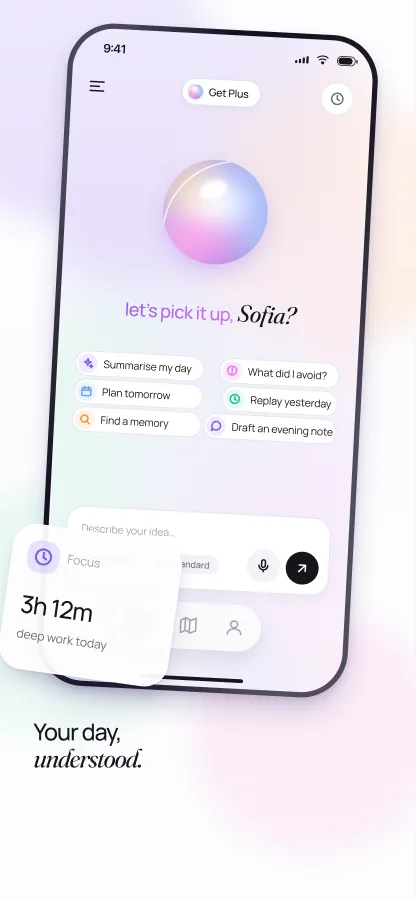 App Store shot 1, your day understood