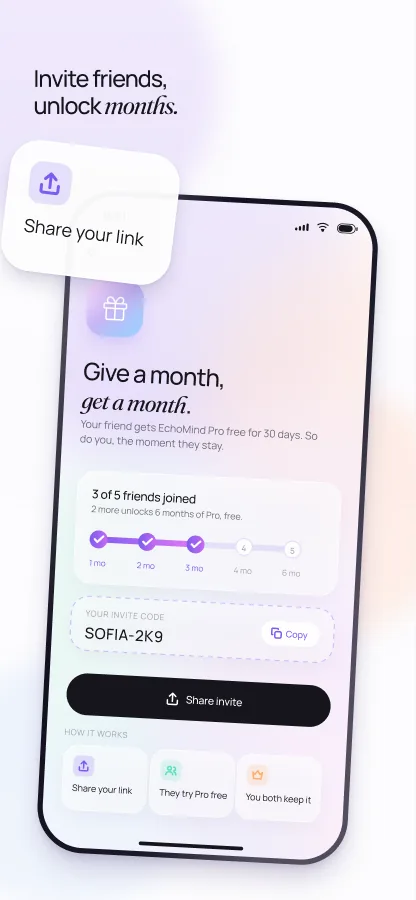 App Store shot 7, invite friends unlock months