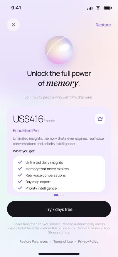 EchoMind paywall
