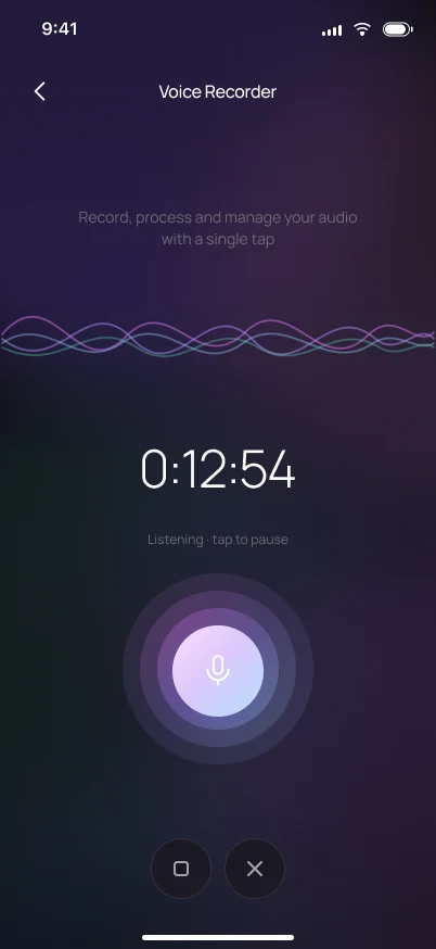 EchoMind voice recorder, dark
