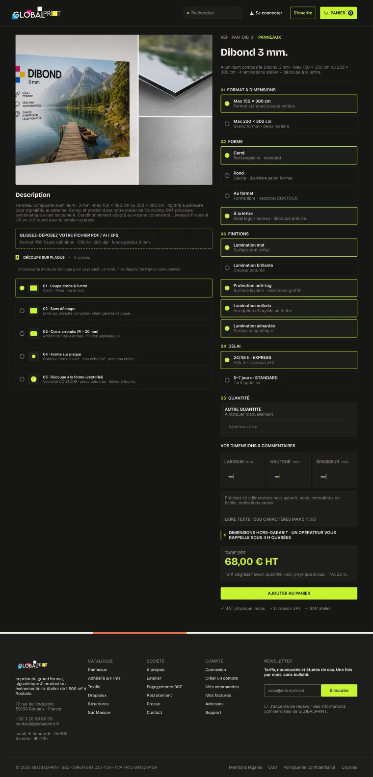 Global Print Nord product detail page