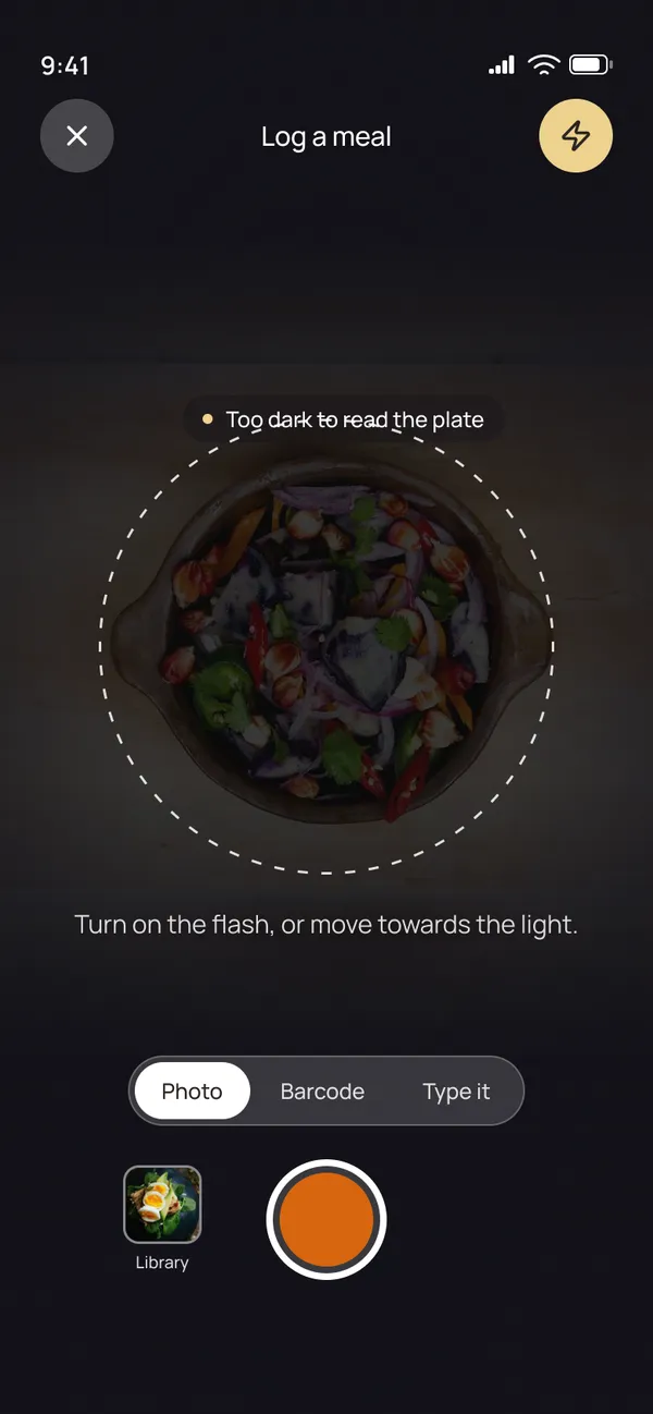 Image too dark: turn on the flash or move towards the light
