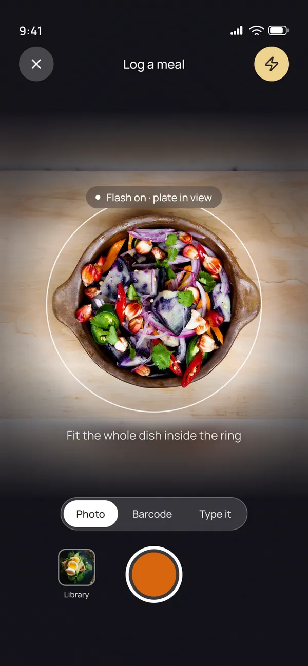 Flash on, plate in view